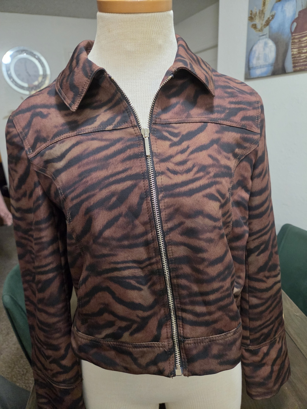 Zara Brown & Black Tiger-Print Bomber Jacket